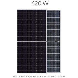 پنل خورشیدی 620 وات مونو کریستال مدل بایفشیال N-Type برند JINKO SOLAR