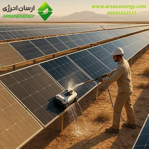 خدمات شستشوی پنل های خورشیدی مزرعه ای